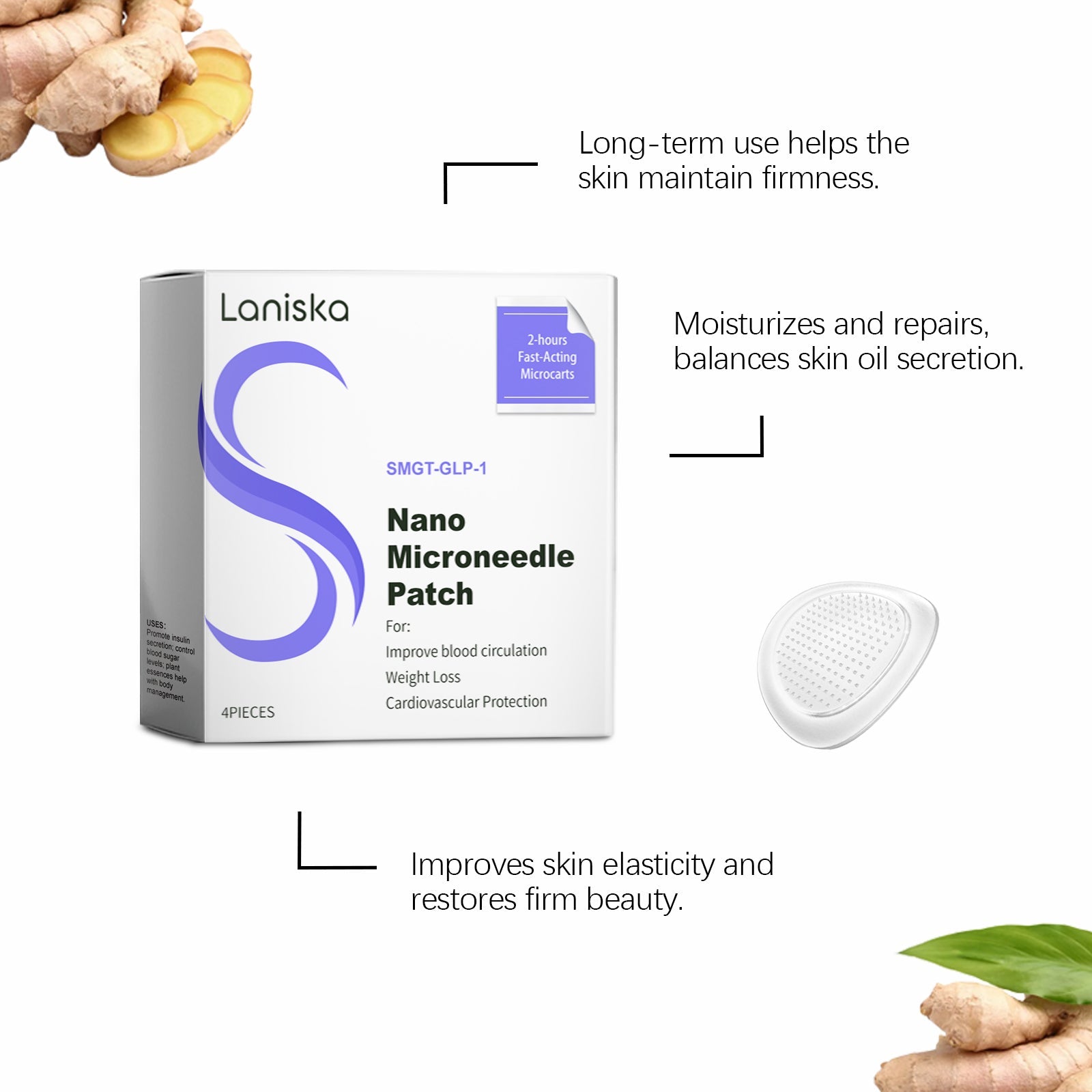 Beauty Plant Essence Patch for Bodybuilding, Firming, Light & Invisible Adhesive ,4pcs