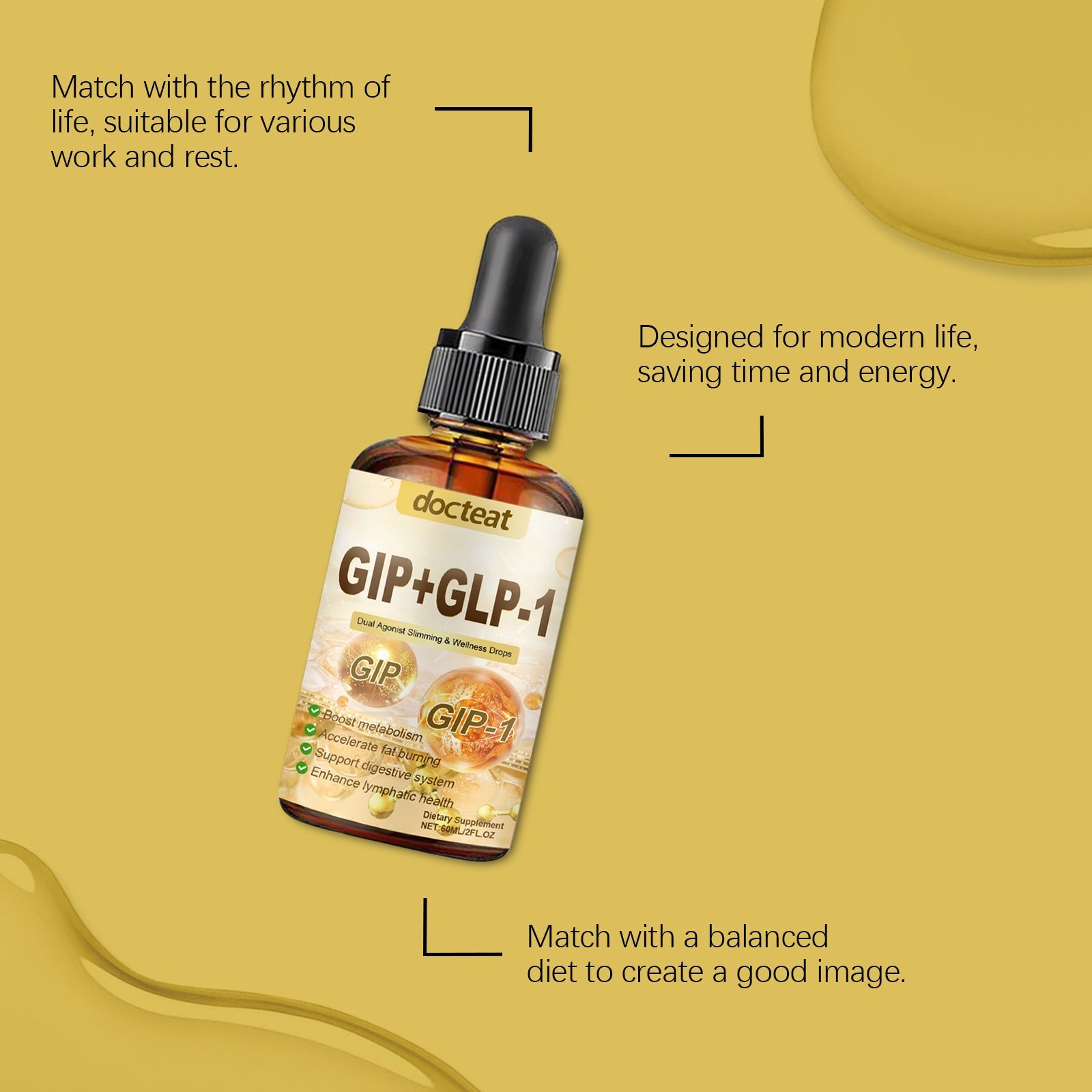 Boost Your Body Care, Relieve Gut Discomfort, Easy Absorption GLP-1 Drops ,60ml