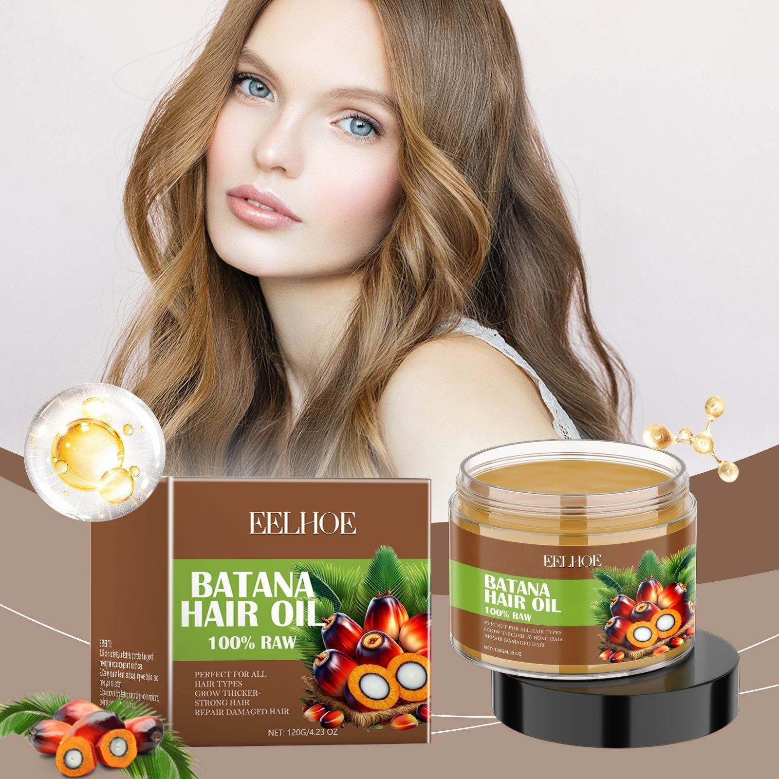 Batana Hair Care Oil, Nourishes, Moisturizes, Thicker, Glossy Hair, Safe, Easy to Use ,120g