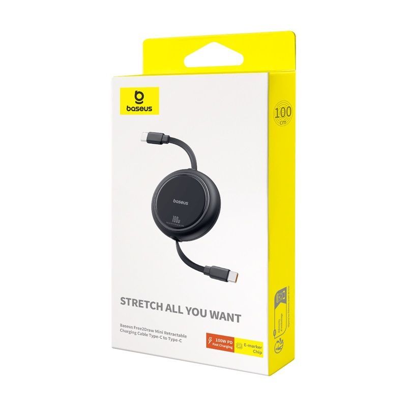Baseus Free2Draw Mini Retractable Charging Cable Type-C to Type-C 100W, 1M