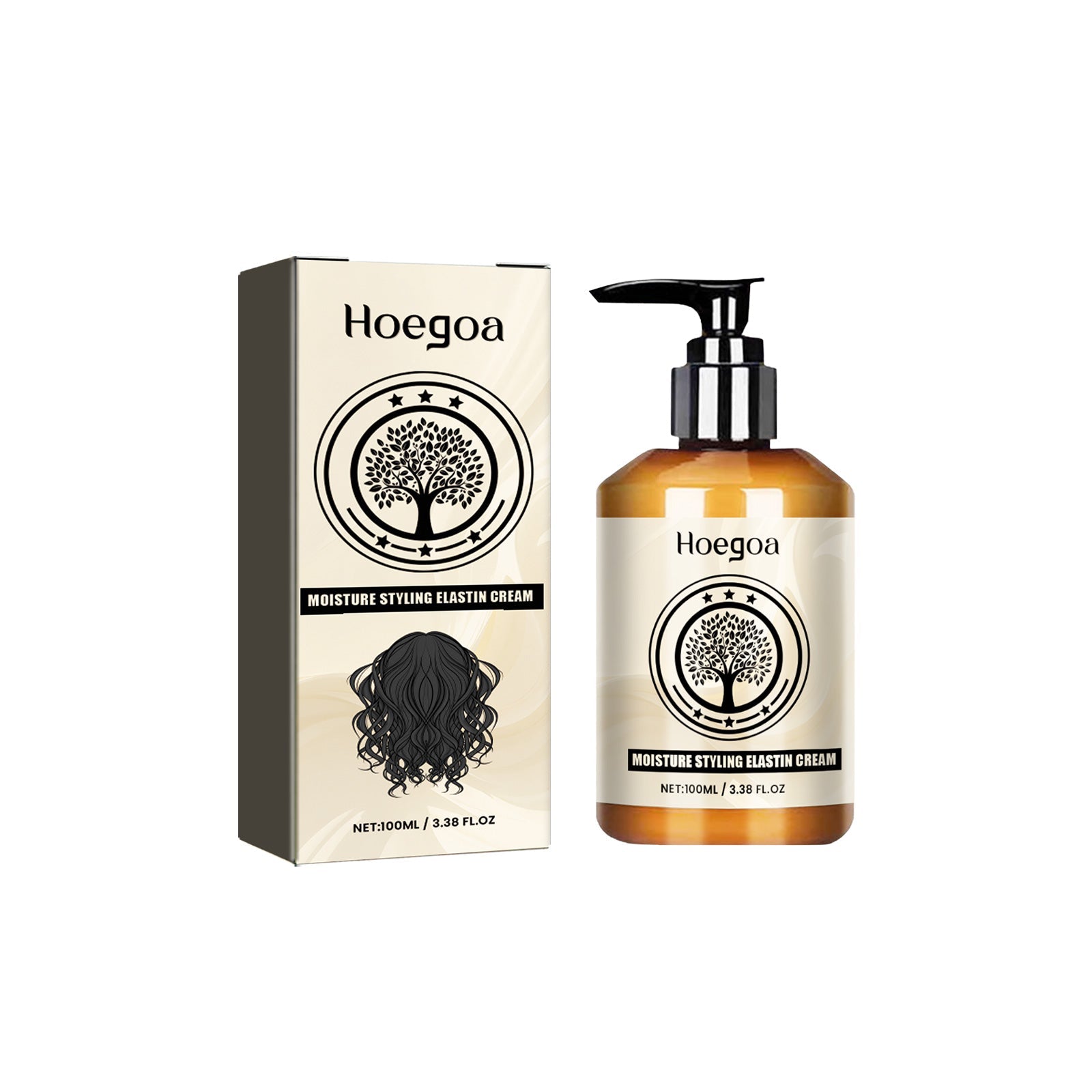 Curly Hair Care Styling Elastin Cream, Moisturizing, Volumizing, Long-Lasting Curl Hold ,100ml