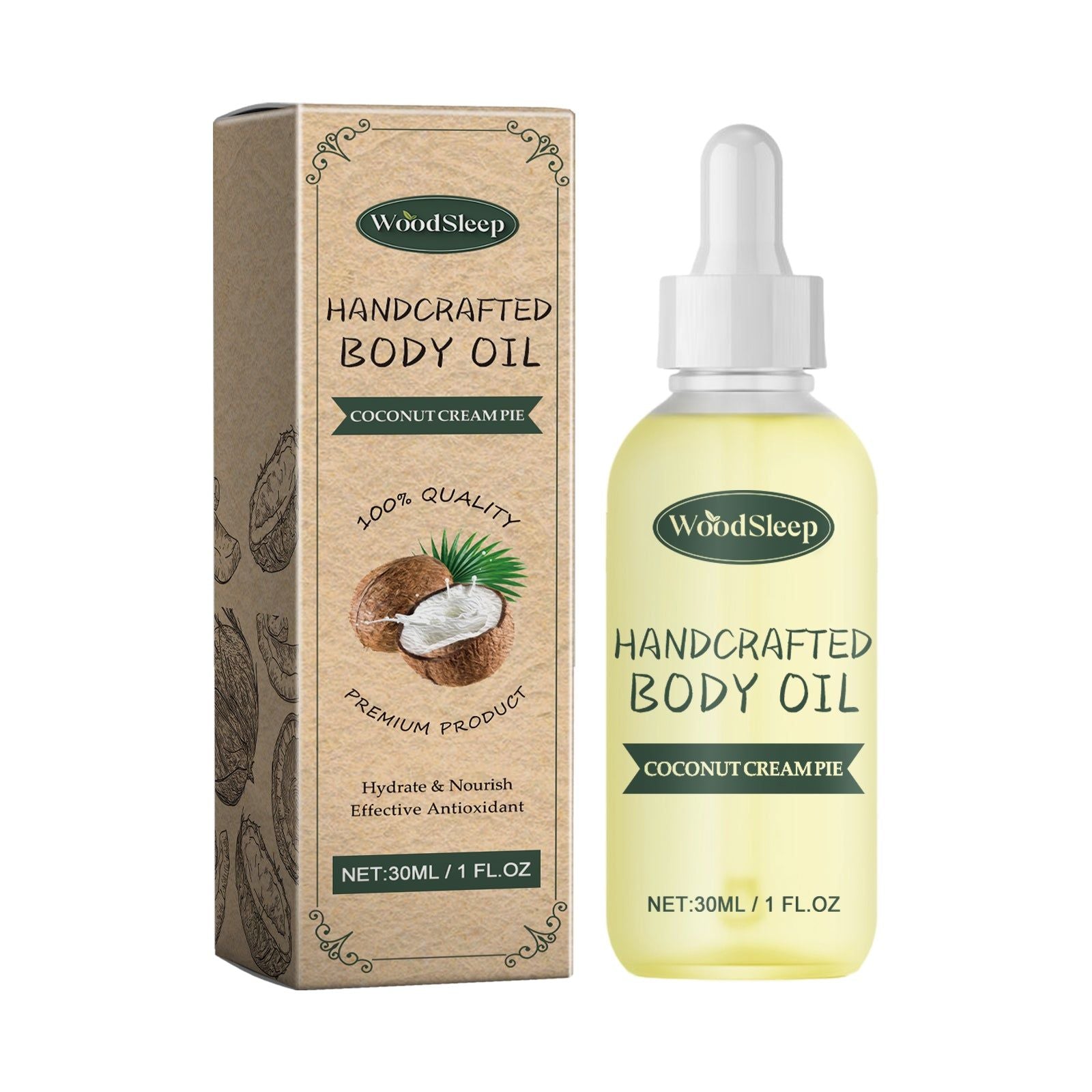 Coconut Body Oil, Deep Nourishing Moisturizer for Smooth, Youthful Skin ,30ml