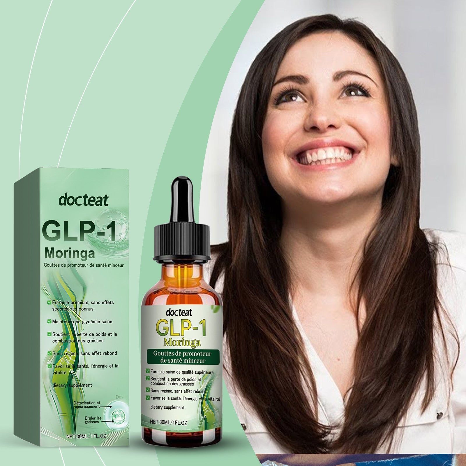 Boost Energy & Balance Sugar with GLP-1 Moringa Leaf Drops, Natural Body Care ,30ml