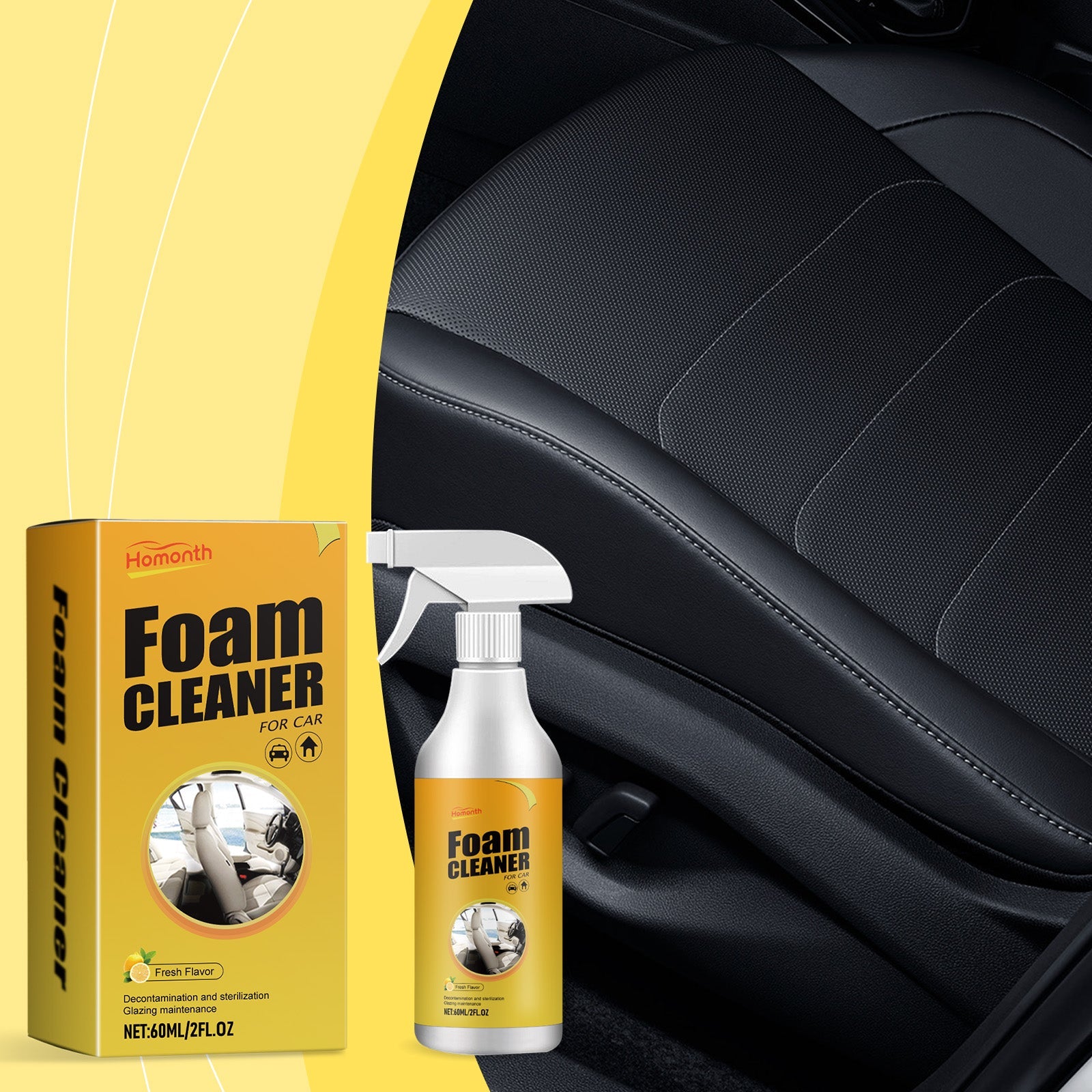 Car Seat Cleaning Foam, Multi-Purpose Interior Cleaner, Remove Dirt & Oil ,60ml