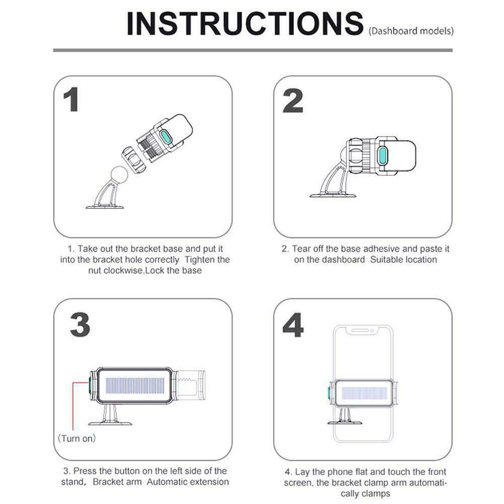Car Phone Holder Solar Automatic Retractable Smartphone Stand With Double Base