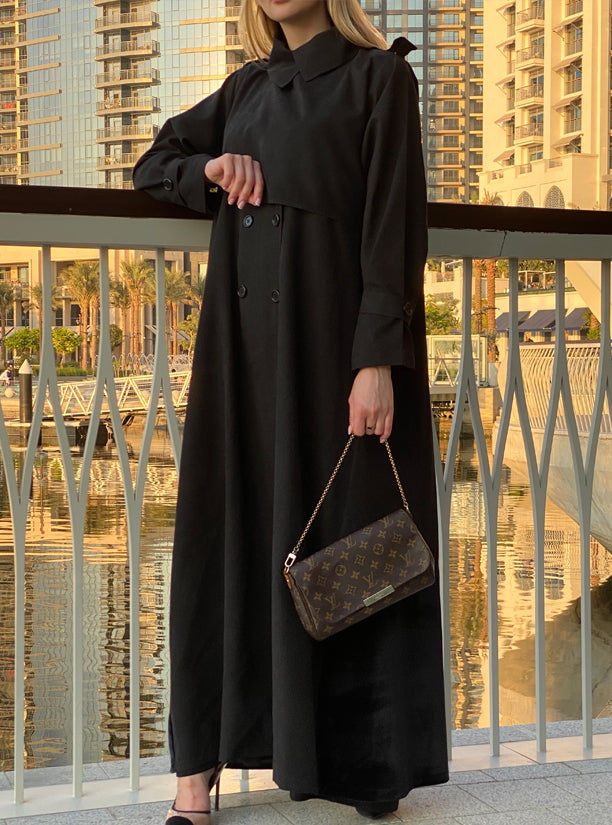 MOiSTREET Shamua Black Travel Wear Abaya