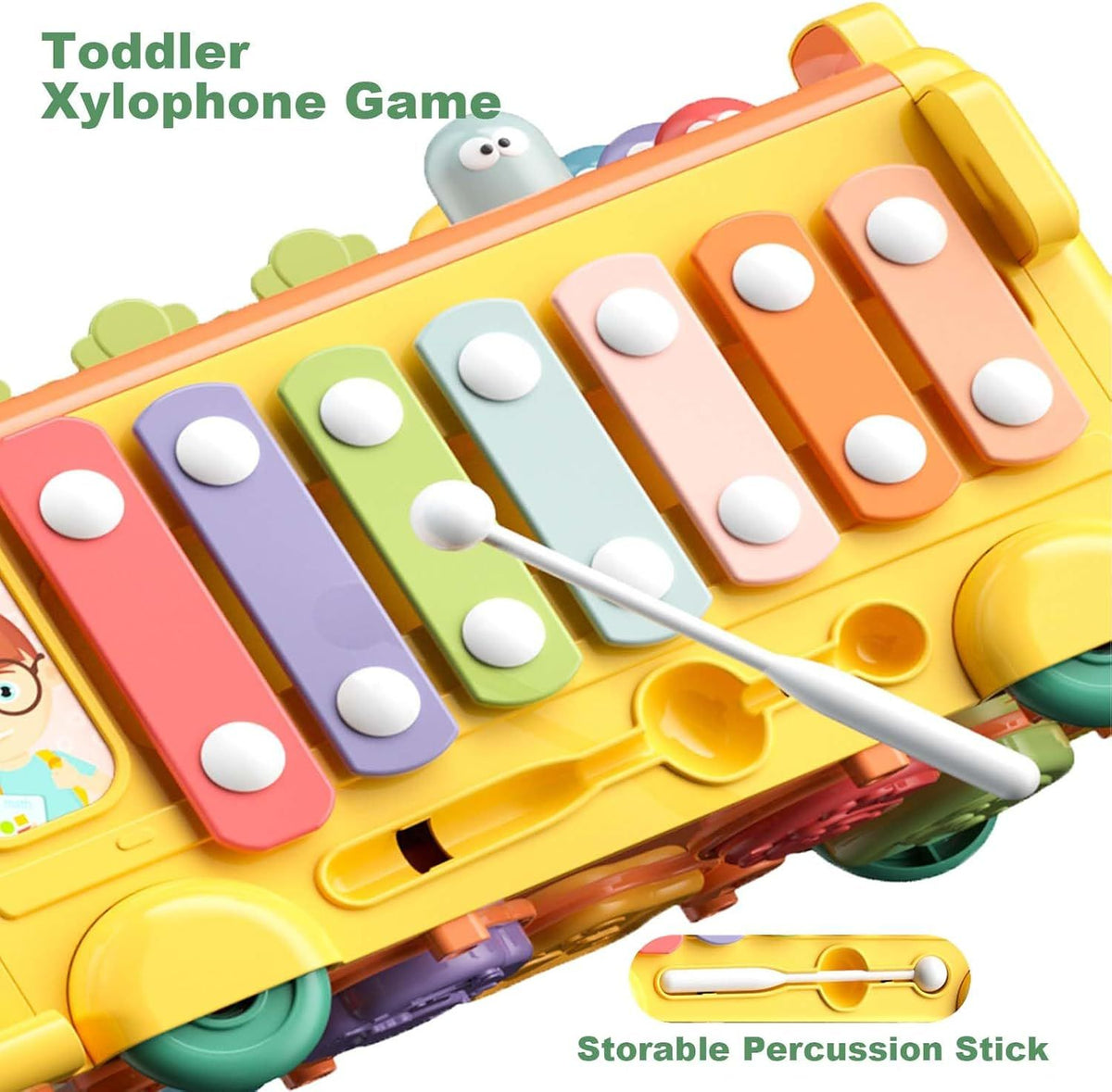 Toddlers Baby School Bus Toy Baby Xylophone Music Bus Toys for 1 Year Old Boys Girls