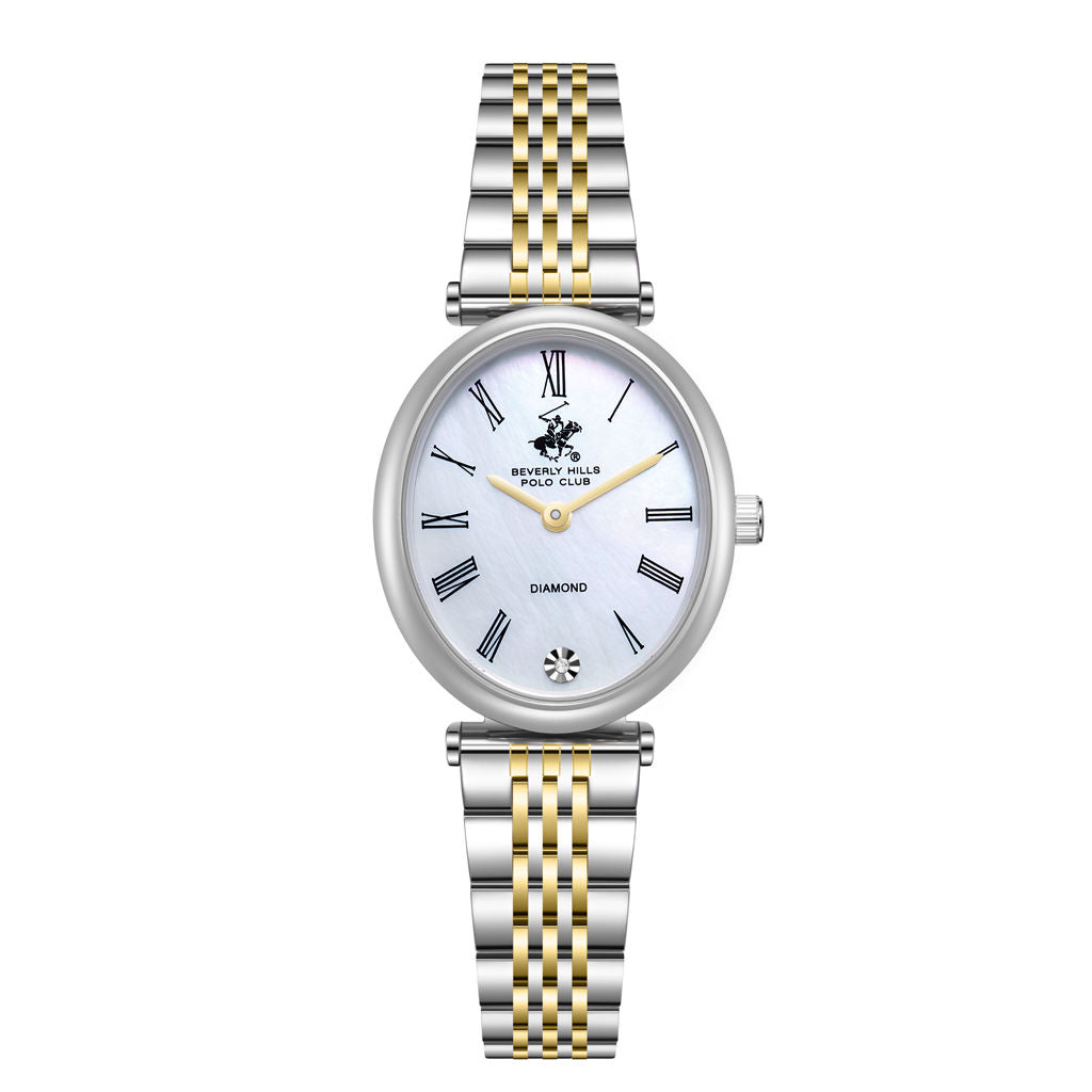 Beverly Hills Polo Club Women's White Dial Analog Watch, Gold-Tone Stainless Steel Case & Bracelet, BP3872X.230