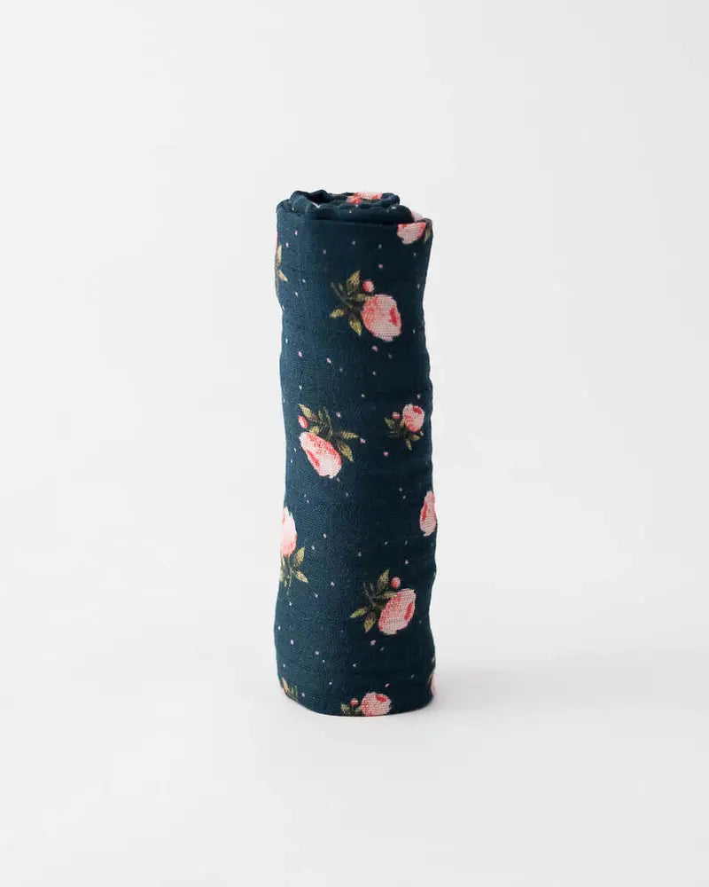 Little Unicorn - Cotton Muslin Swaddle - Midnight Rose