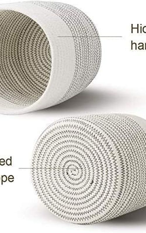 Mini Woven Jute Cotton Rope Plant Storage Basket for Home