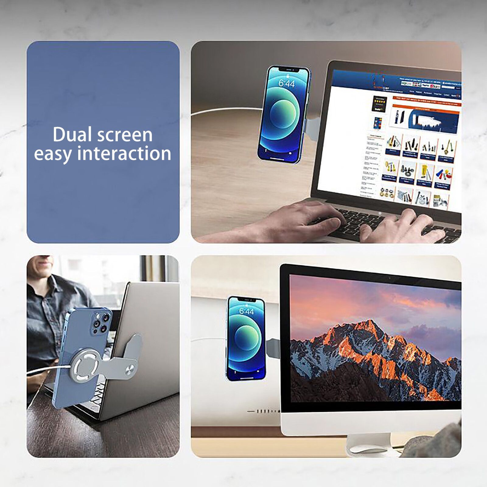 Side Screen Phone Mount Magnetic Laptop Phone Holder With Wireless Charging