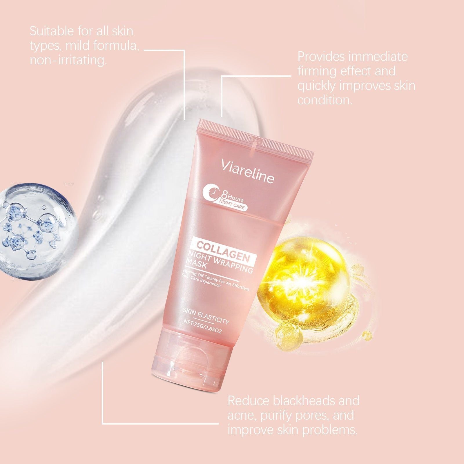 Collagen Peel-Off Mask, Facial Care, Hydrating, Brightening, Anti-Aging, Moisturizer ,1 set
