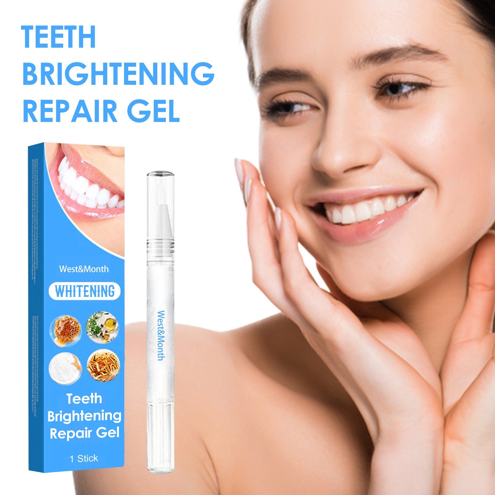 Bright White Repair Teeth Gel, Natural Whitening, Fresh Breath, Tartar Removal ,1pcs