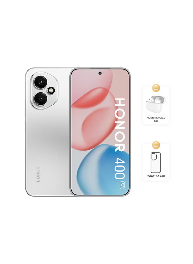 Honor 400 5G Dual SIM Meteor Silver 12GB RAM 512GB With Free HONOR CHOICE E6i Earbuds And Case - Middle East Version