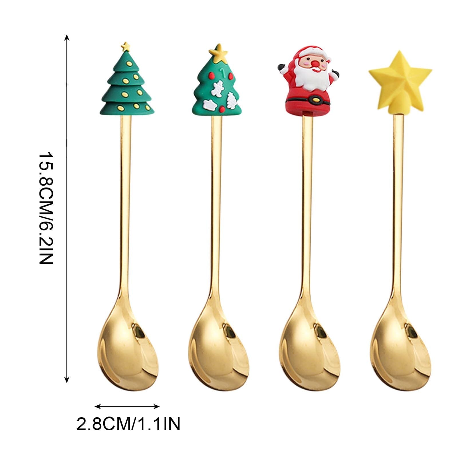 4Pcs Stainless Steel Christmas Spoon Gift Set Dessert Spoon Tableware Set