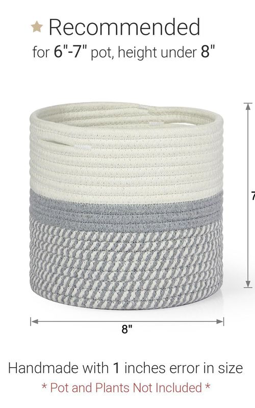 Mini Woven Jute Cotton Rope Plant Storage Basket for Home