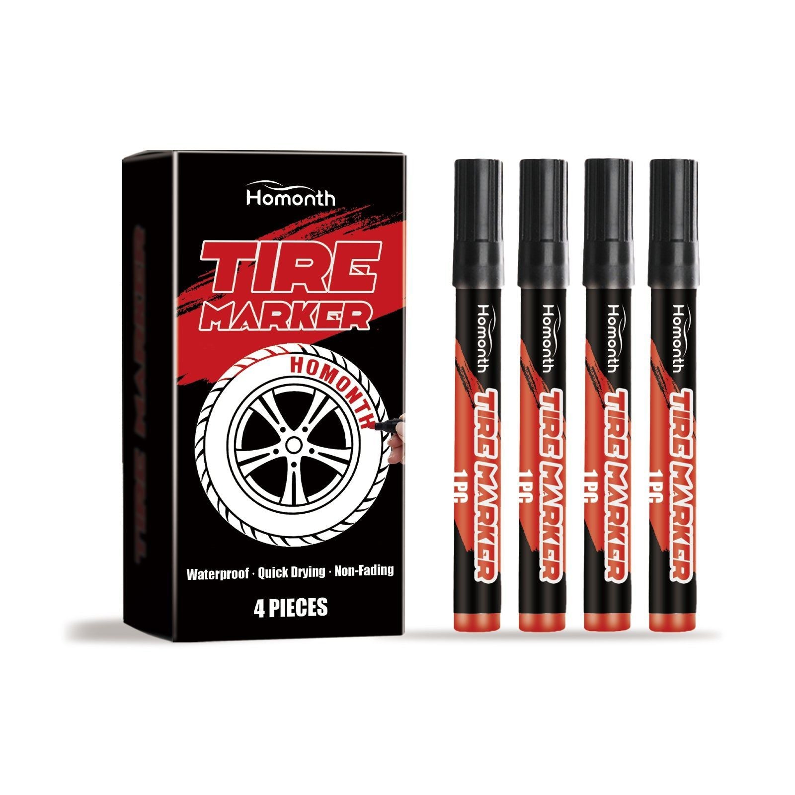 Create Stunning Car Tire Designs with Durable Car Tire Drawing Pen, Easy DIY, Long-lasting Color ,4 pieces