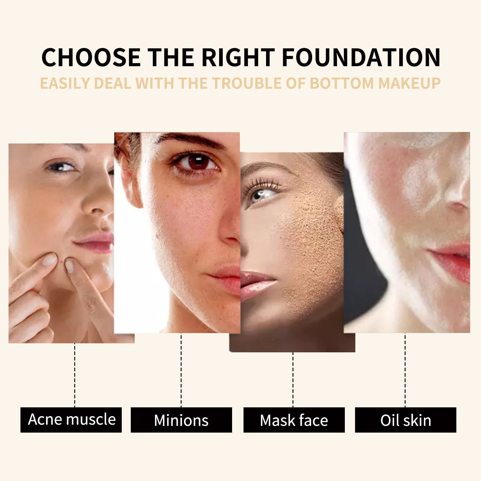 Anti-Wrinkle Face Foundation, Hydrating, Long-Lasting, Natural Concealer ,30ml