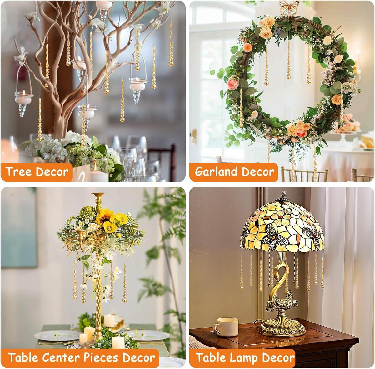 12 Pcs Christmas Tree Ornaments Crystal Icicle Glass Beads Hanging Pendants