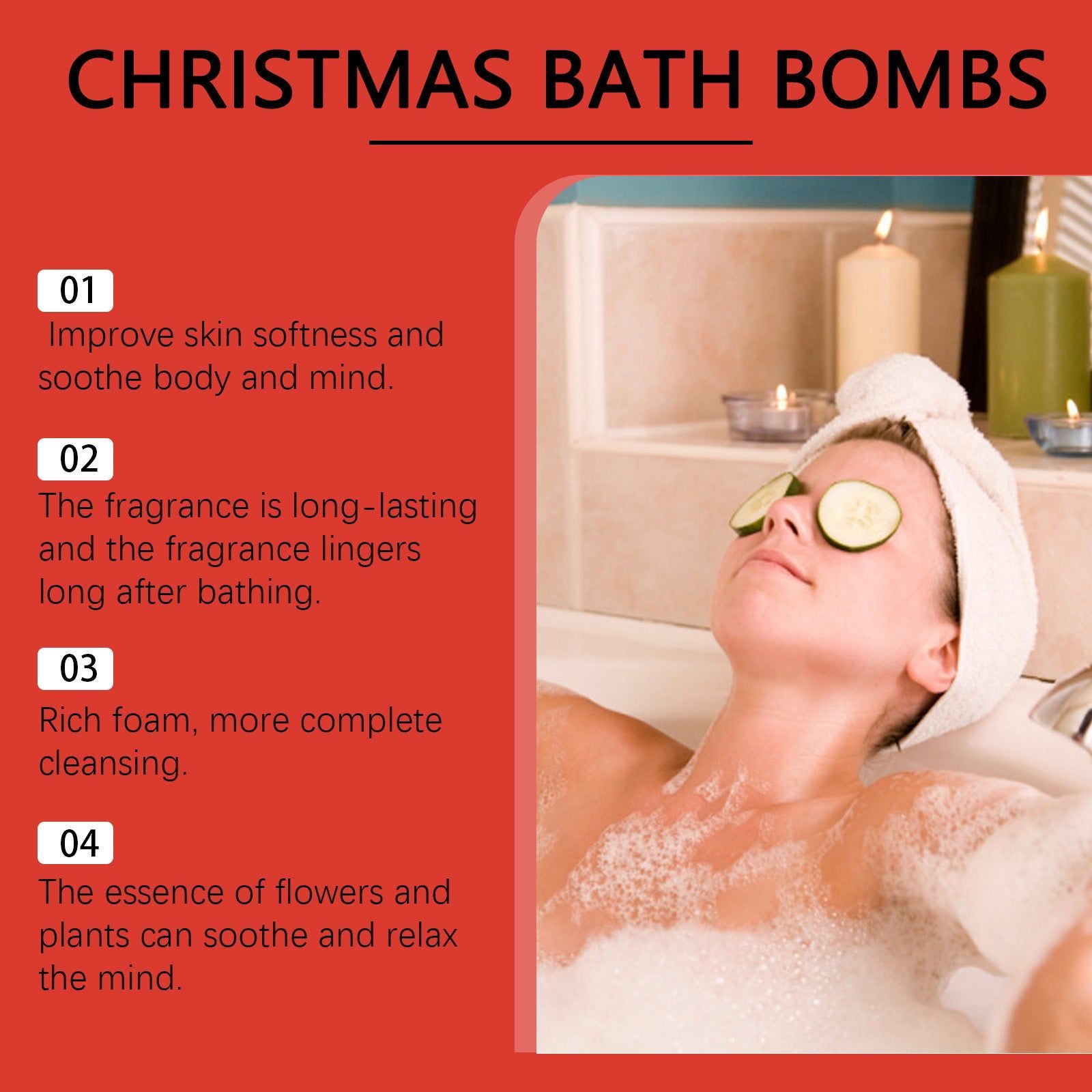 Christmas Bath Ball Set, Colorful Body Cleansing, Moisturizing, Long-Lasting Fragrance ,120g