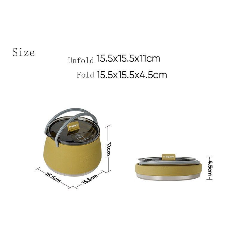 Collapsible Silicone Kettle Outdoor Camping Travel Electric Water Pot Tea Coffee Kettle 1L