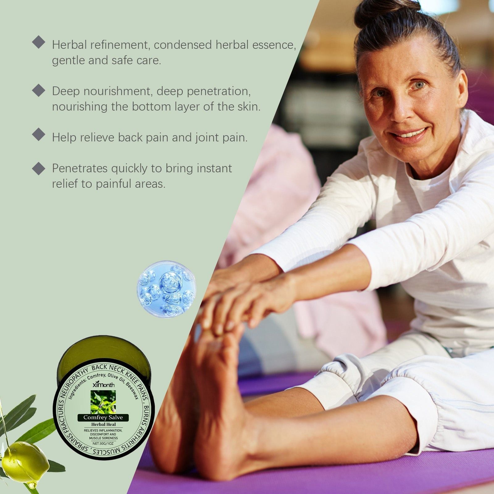 Comfrey Soothing Cream for Joint Pain, Natural Herbal Care, Relieves Body Discomfort ,30g