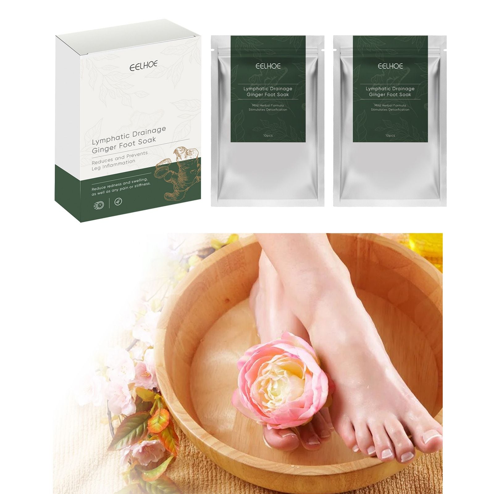 20pcs Lympatic Drainage Ginger Foot Bath Bag Foot Soak Relieve Muscle Soreness