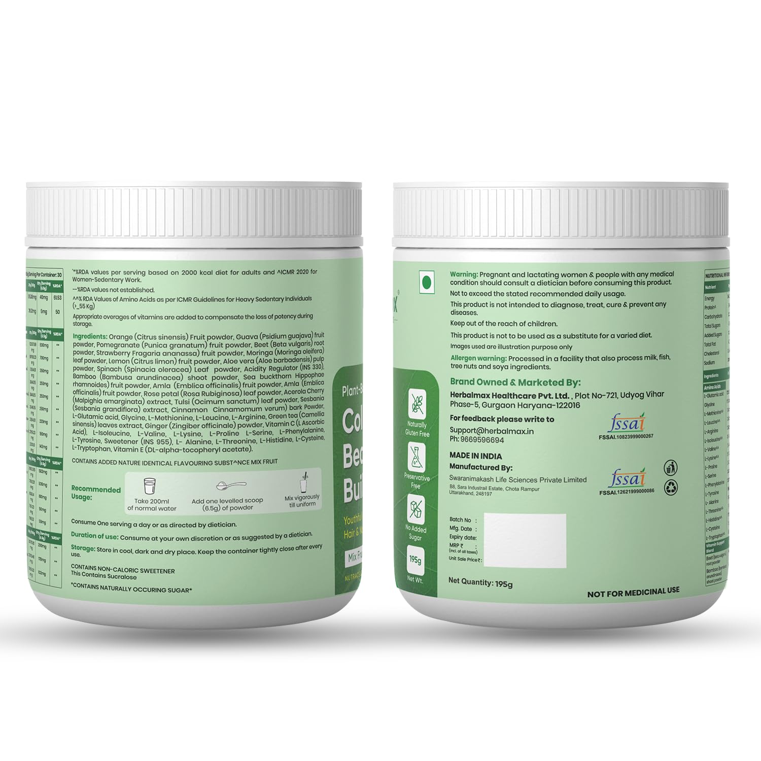 Herbal max 100% Veg Collagen Builder Mixed Fruit 195 Grams