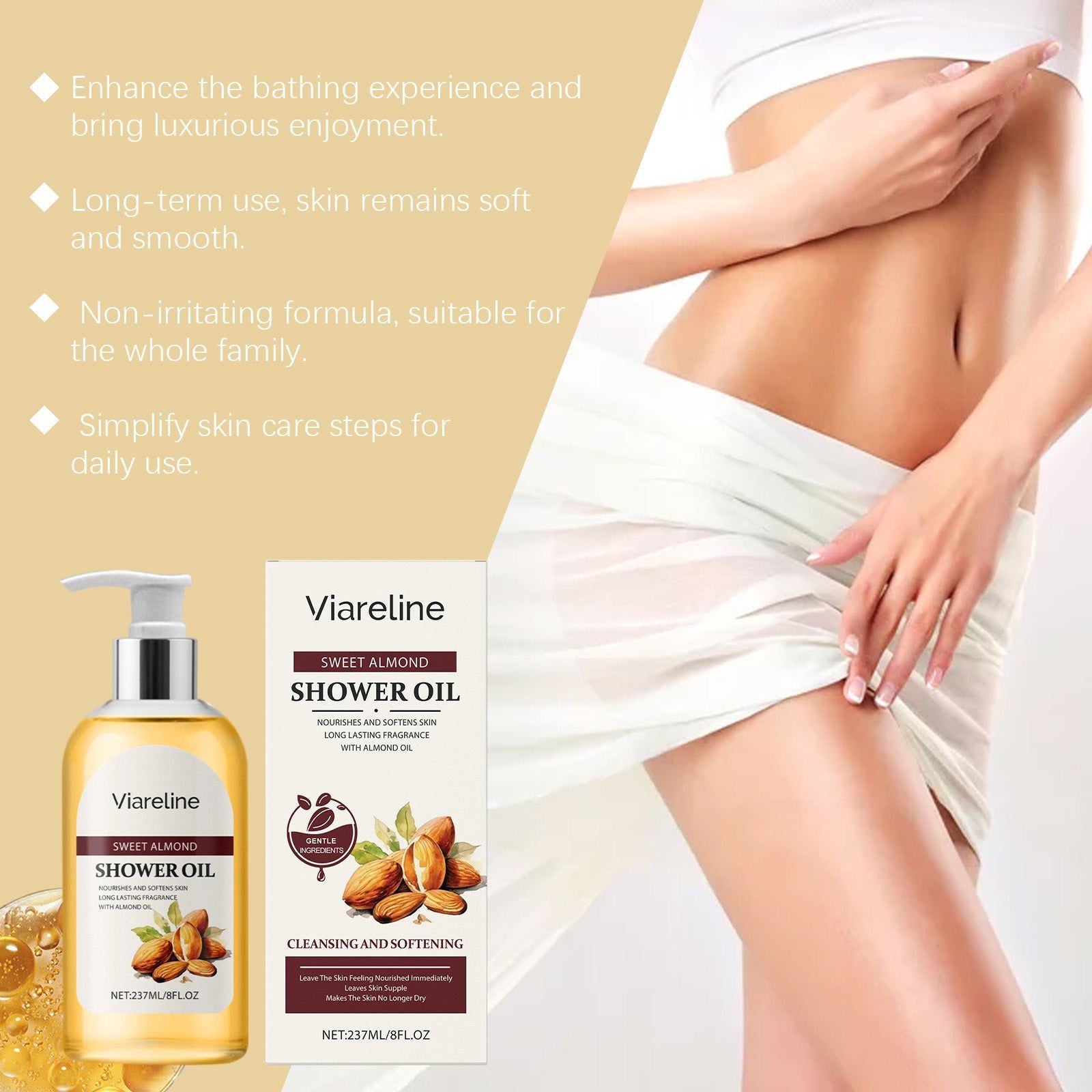 Body Care Nourishing Bath Oil, Hydrating, Gentle, Moisturizing, Skin Softening ,237ml