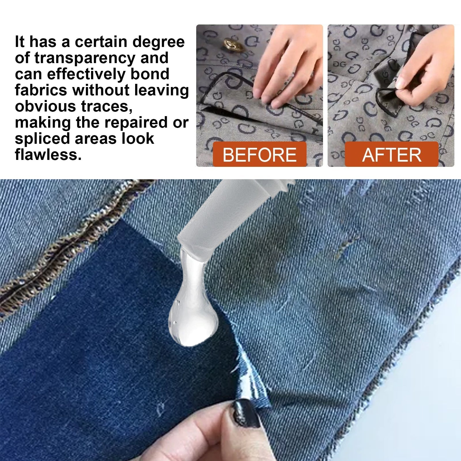 Premium Fabric Glue, Waterproof, UV Resistant, Perfect for Clothing Repairs ,1set