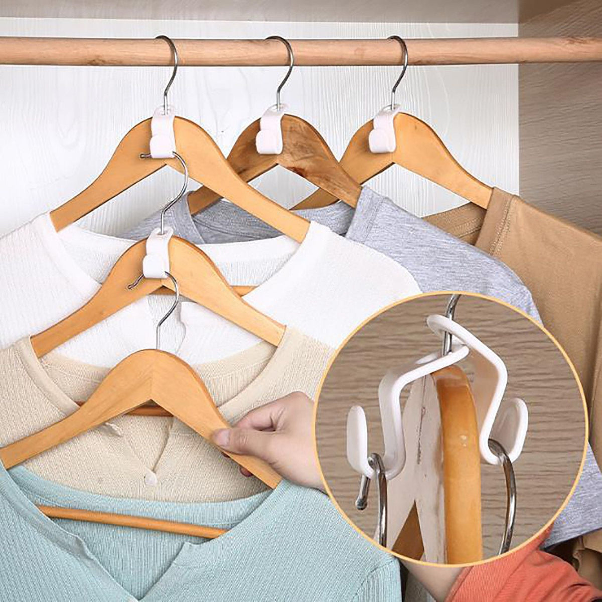 50pcs Home Hanger Connection Hook Plastic Stackable Link Buckle Hook For Clothes Closet