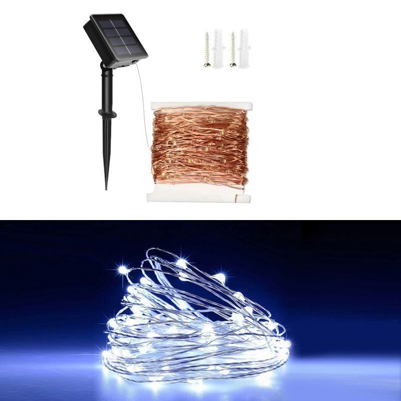Outdoor Solar Copper Wire Lights Waterproof Fairy String Lamp With 8 Modes