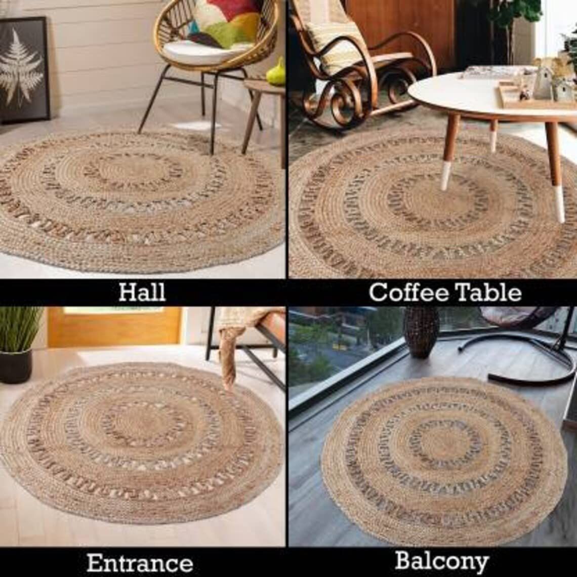 AIESY®  Beautiful Handwoven Round Jute Flower Rug