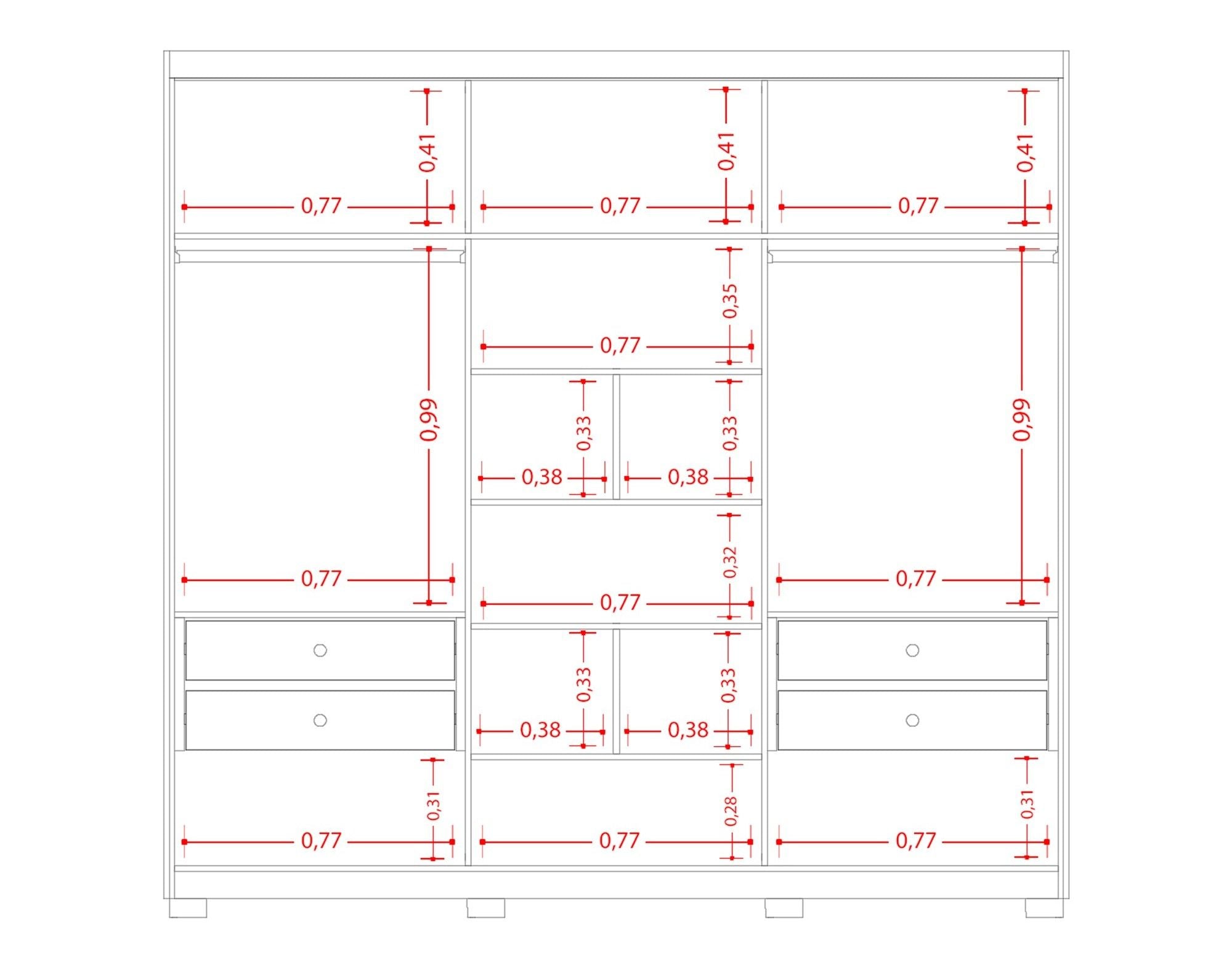 Ouro Verde 6 Door Wardrobe