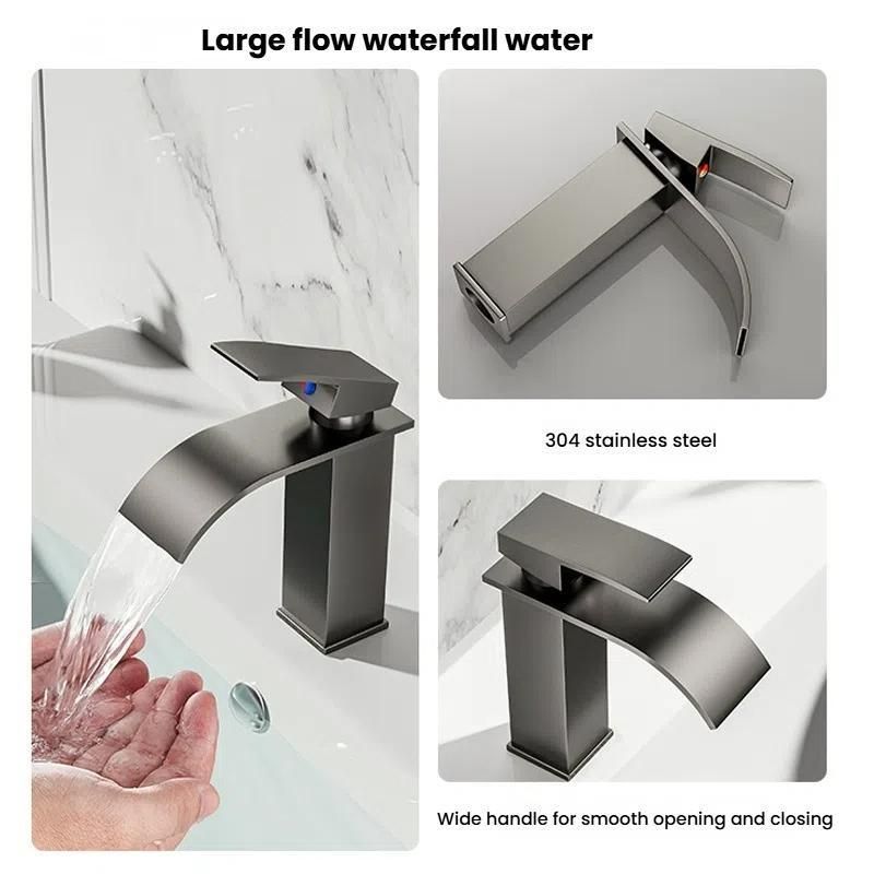 Waterfall Wash Basin Faucet S High Silver Plating