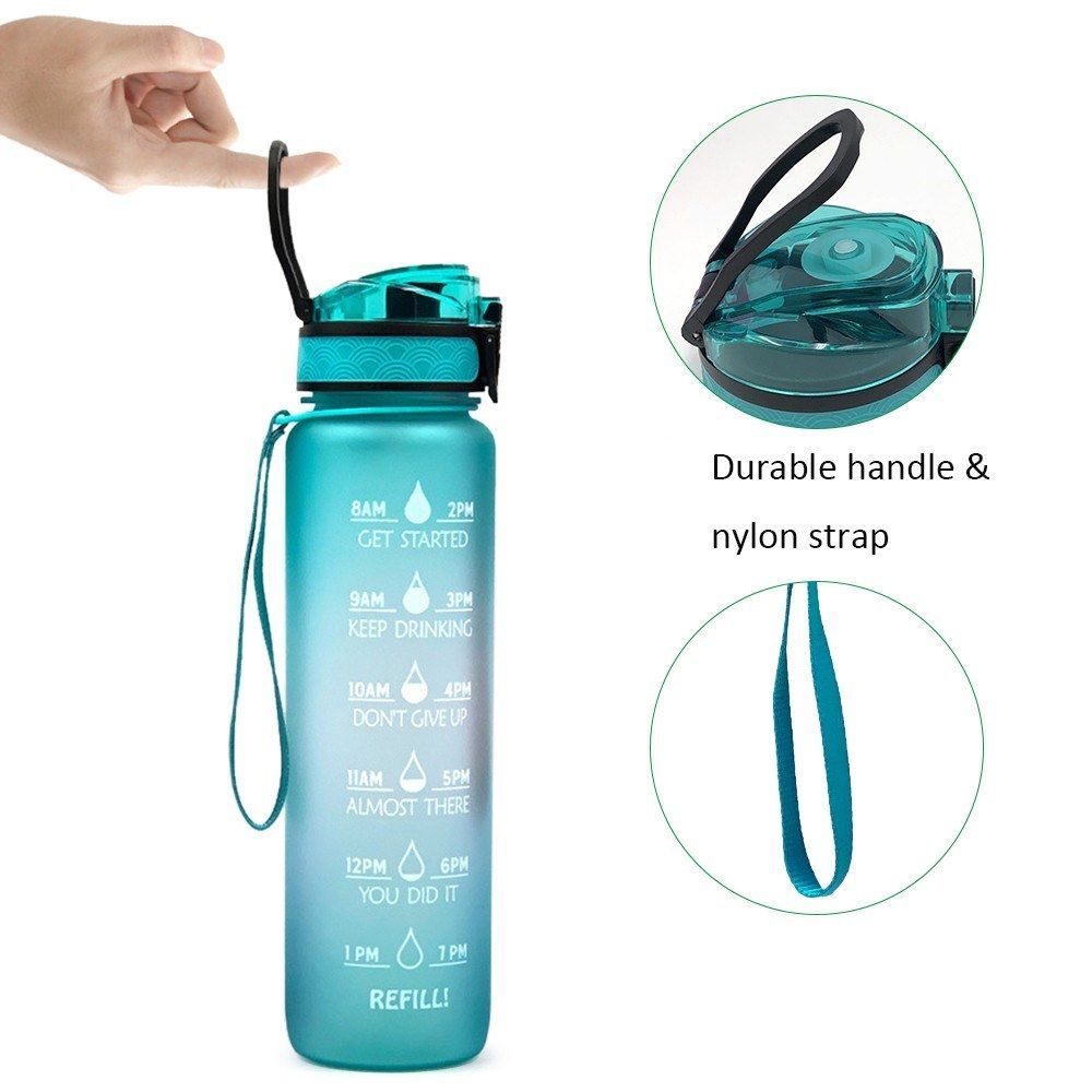Sports Water Bottle With Time Marker BPA Free Water Jug 1000ml
