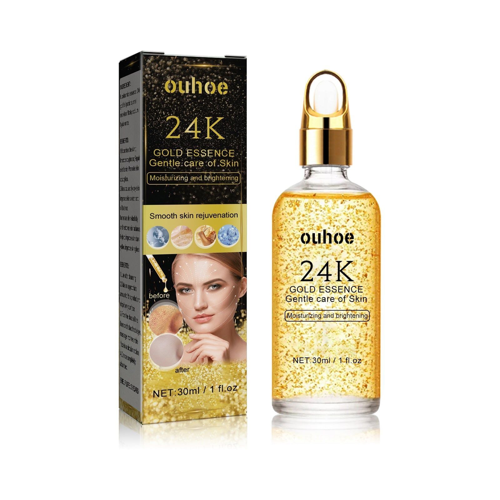 24k Facial Essence, Moisturizing Brightening Pores Repair, Anti-Aging, Hydrating Serum ,30ml