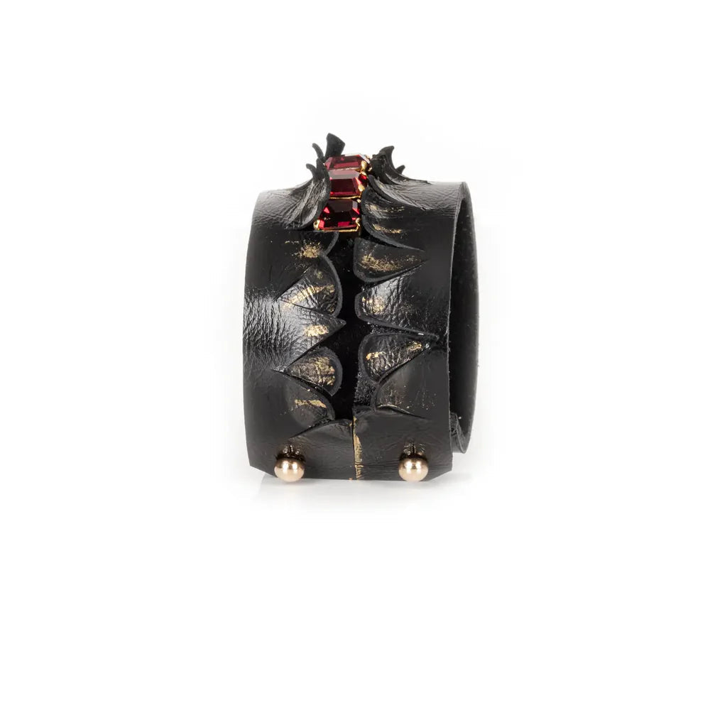 The Dark Crimson Dominion Sculpted Leather Cuff