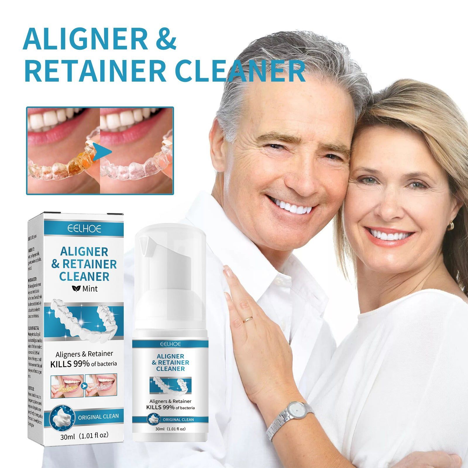 Denture Cleaner, Odor Removal, Sterilization, Fresh Breath, White Dentures ,30ml