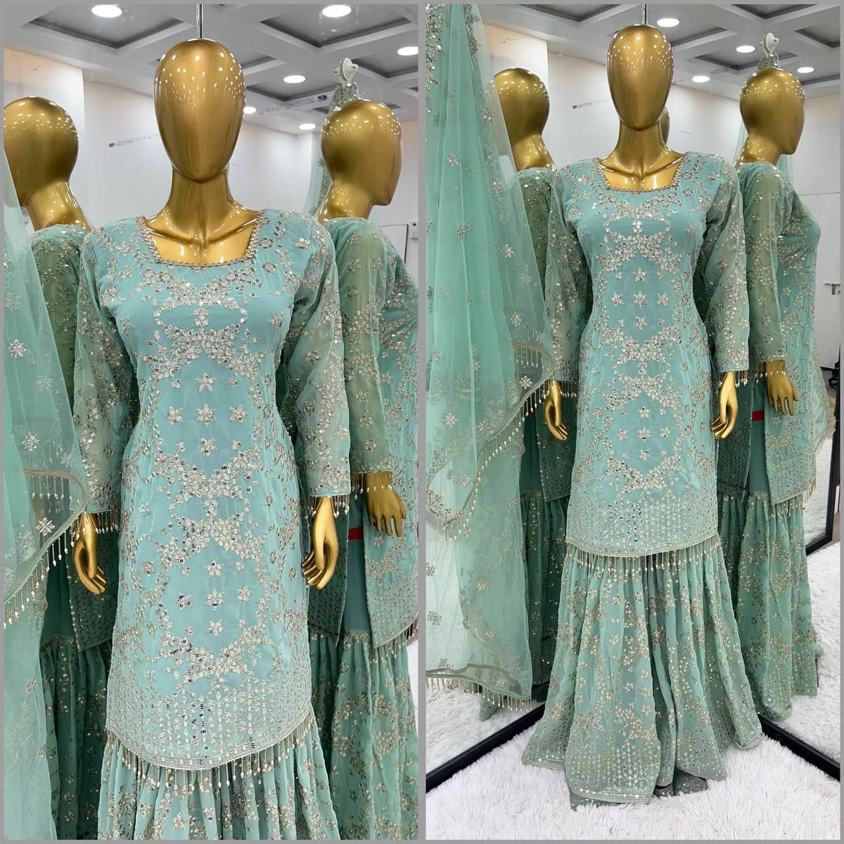 Fab Zone Beautiful Party Wear Top-Bottom And Dupatta Set