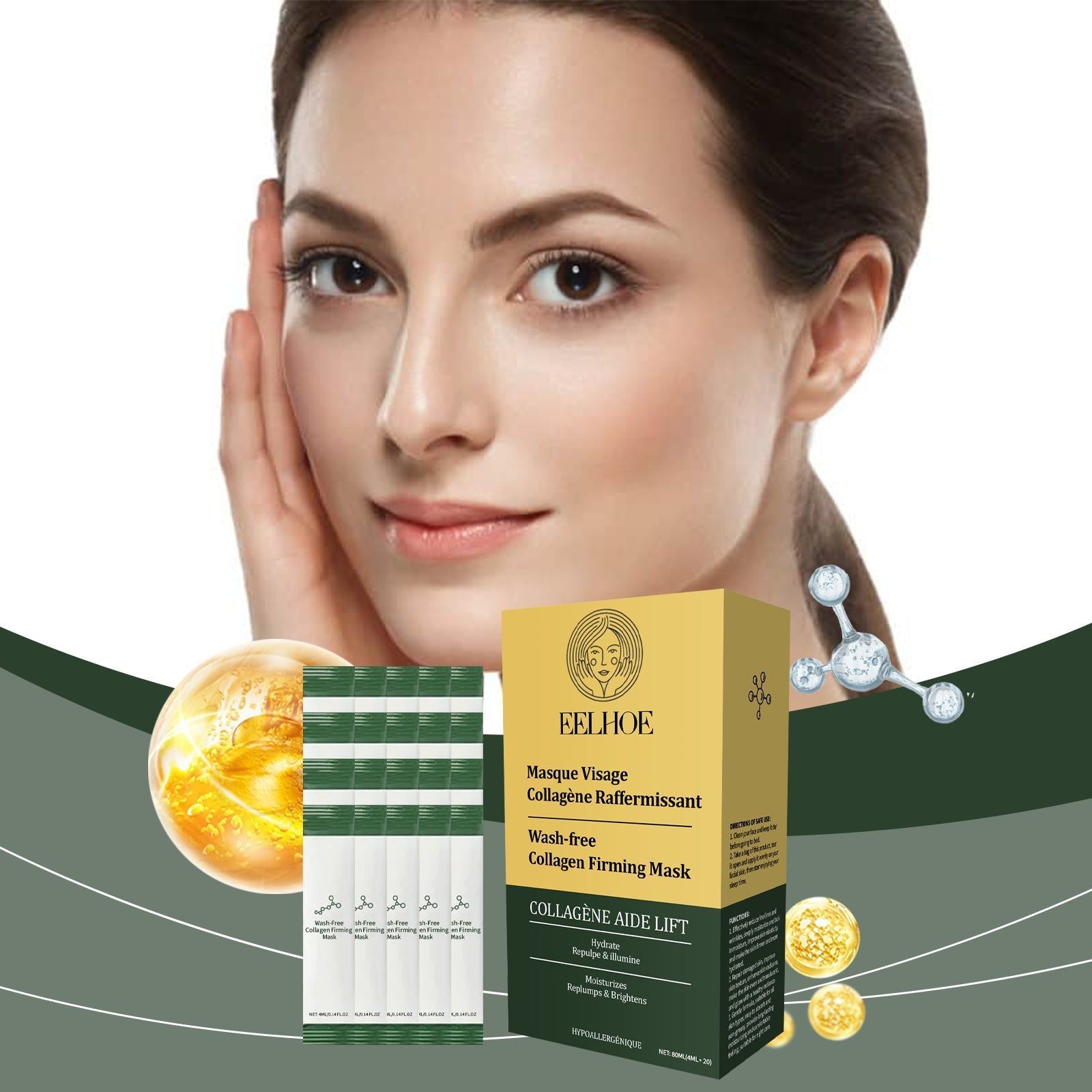Collagen Sleep Mask, Hydrating Facial Care, Anti-Aging, Rejuvenates Skin ,80ml