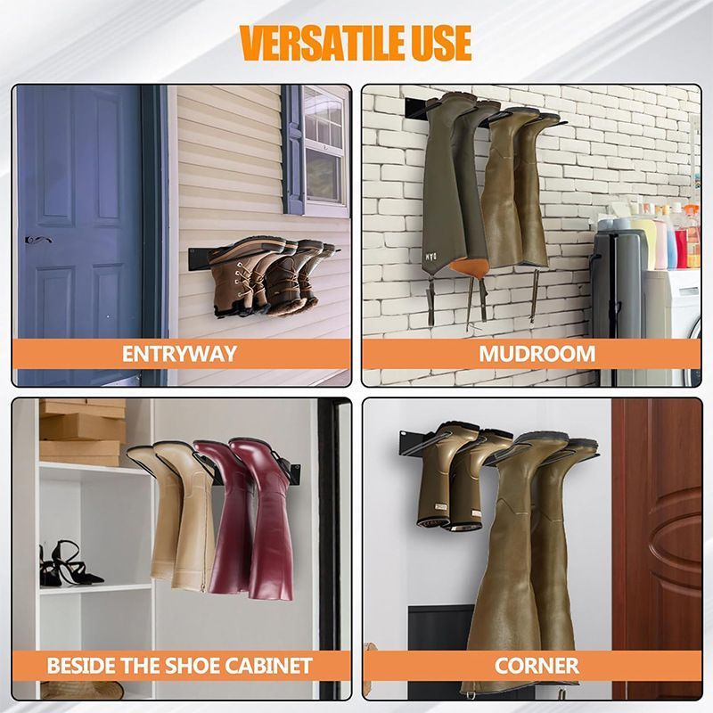 Boot Hangers Wall Mounted Space Saving Shoe Rack for Indoor Outdoor