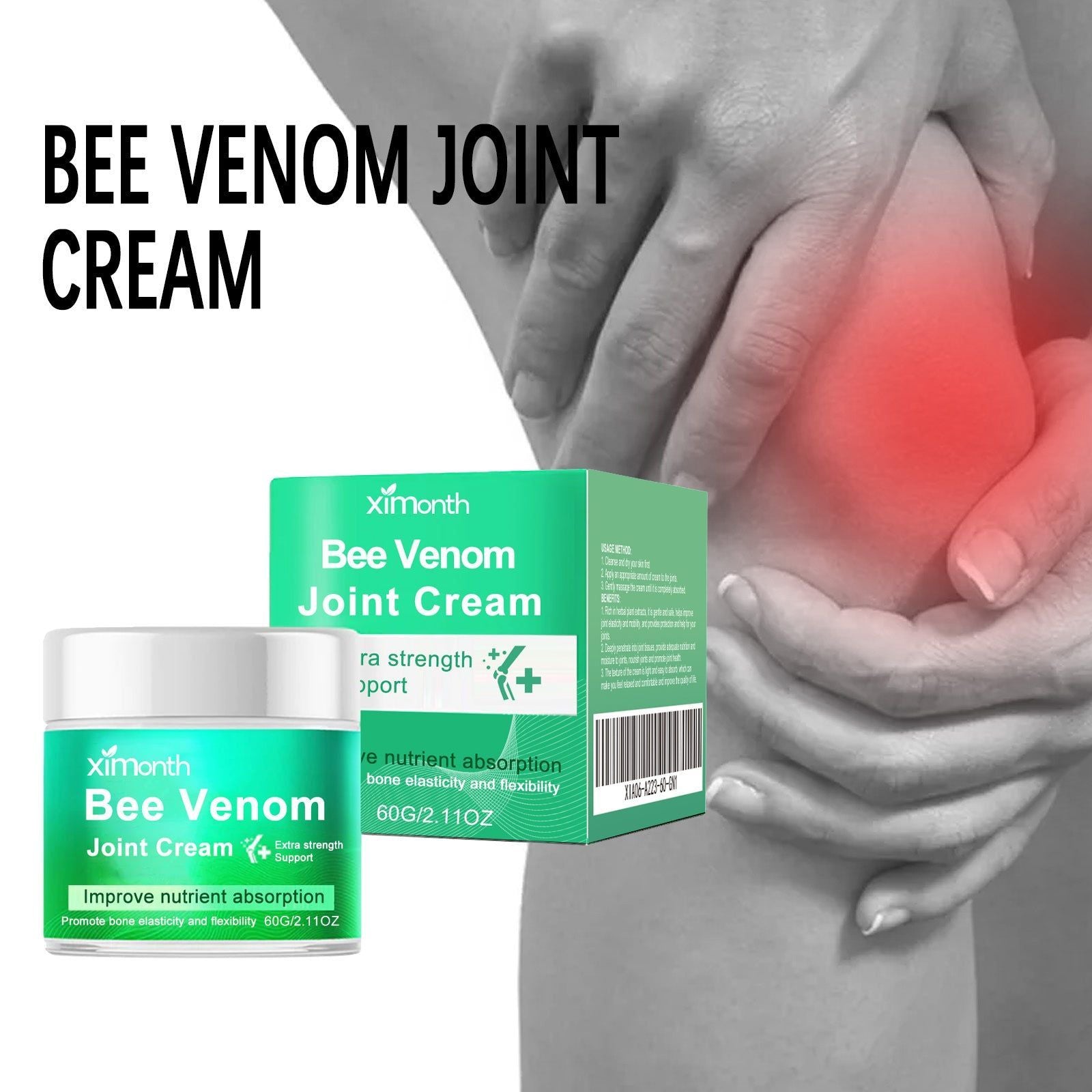 Bee Venom Joint Pain Relief Cream, Fast-Acting, Natural, Arthritis & Bone Recovery ,60g