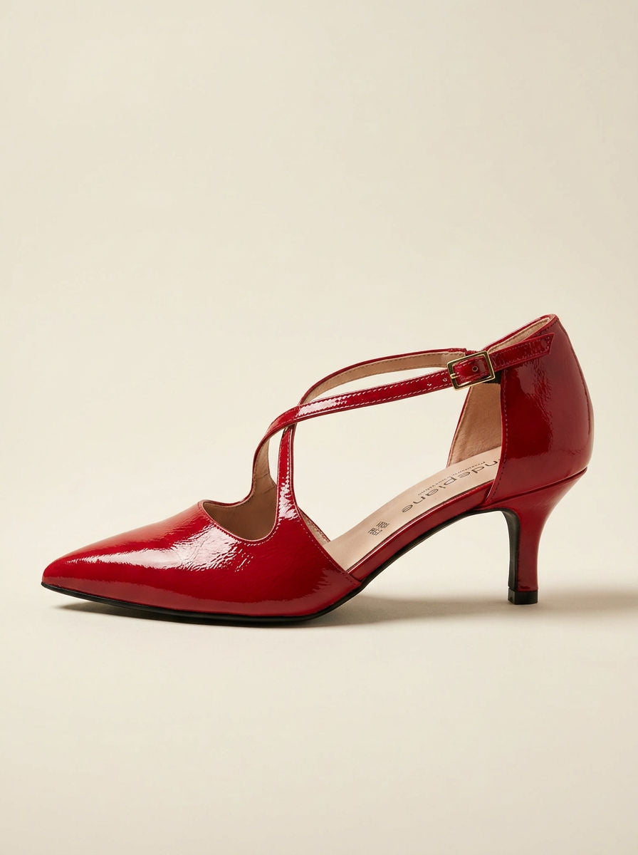 KOAN Onde Piane Red Gloss Cross-Strap Pump