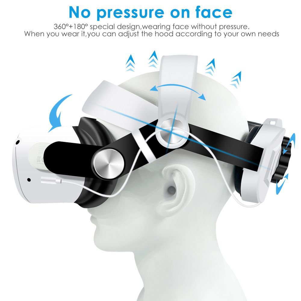 2 in 1 VR Head Strap With Battery Adjustable Head Band For Oculus Quest 2