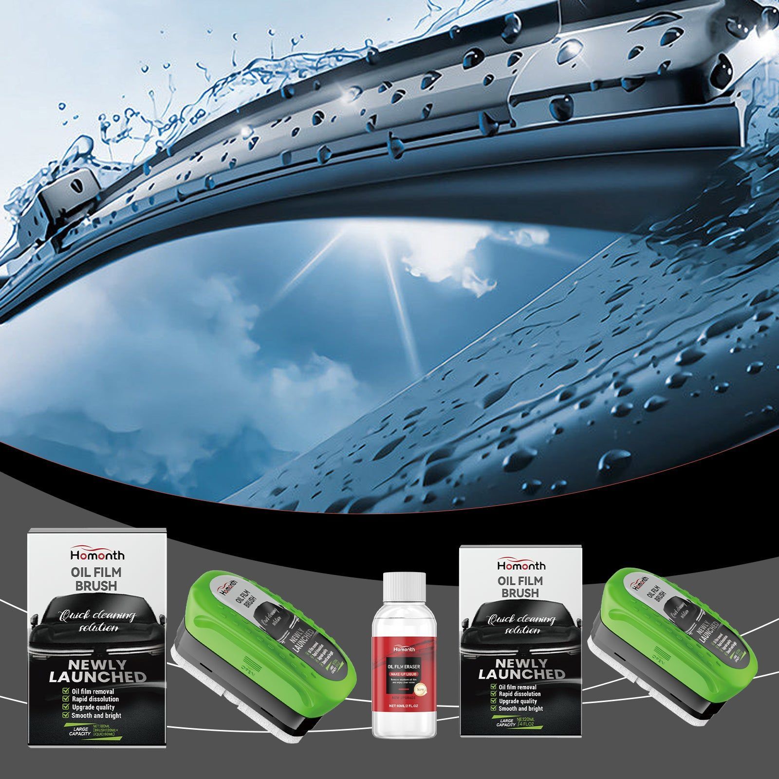 Car Oil Film Cleaner, Decontamination, Waterproofing, Rainproof Glass Brush ,120ml