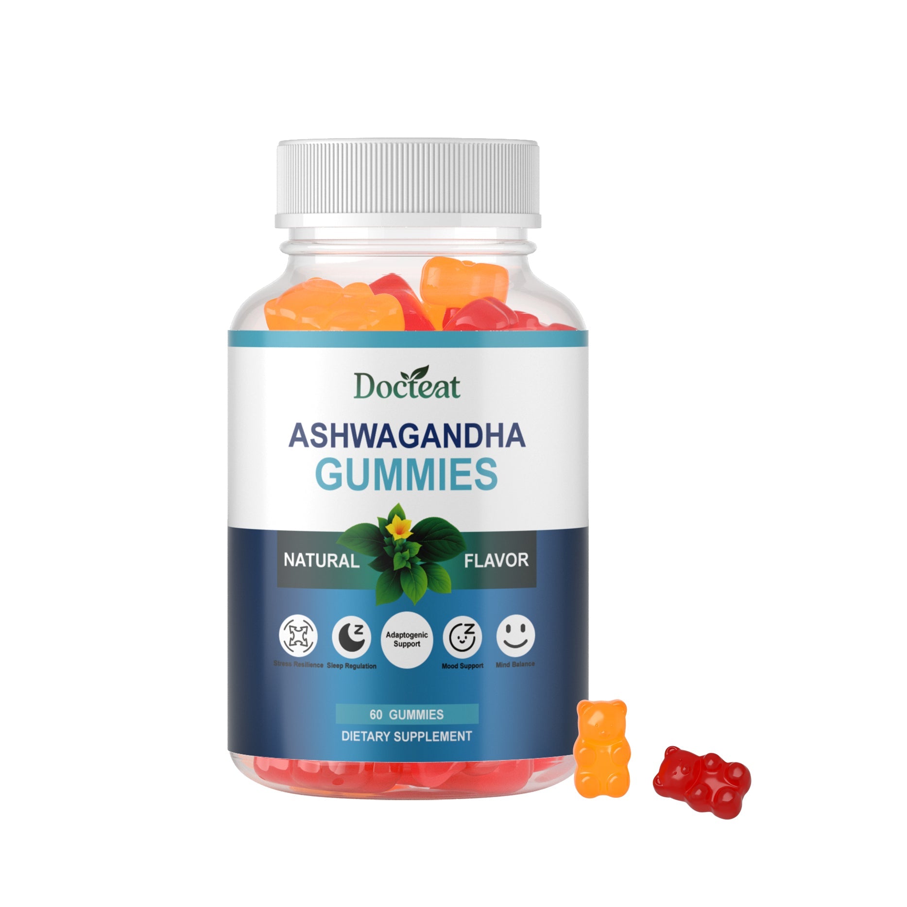 Boost Mood and Sleep with Ashwagandha Gummies, Natural Stress Relief, Body Care ,60 gummies