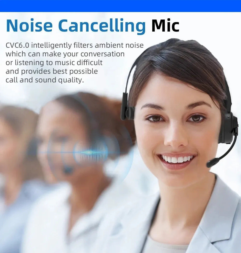 Office Bluetooth Headset Single Ear Wireless Headphones With Mic For Truck Driver
