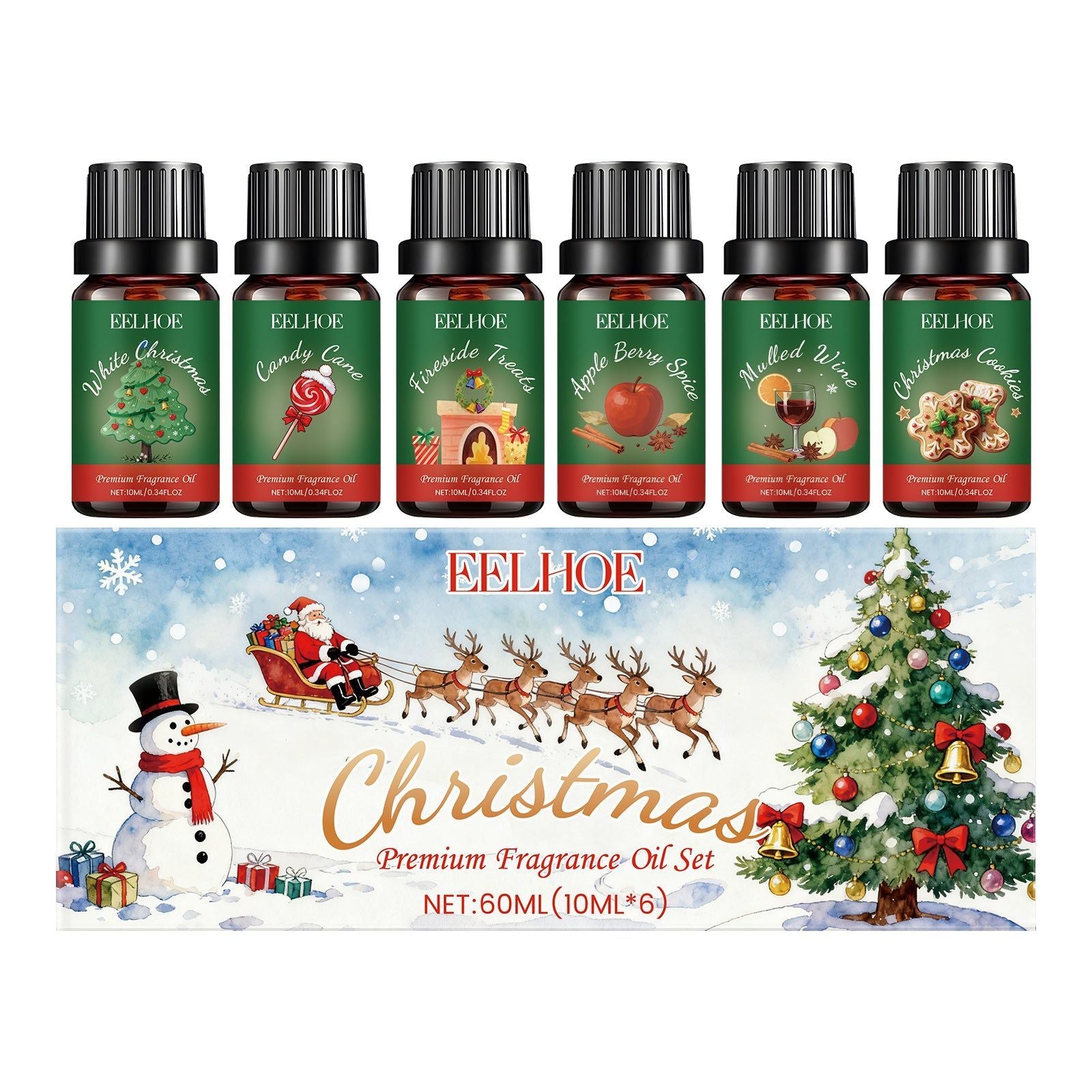 Christmas Essential Oil Set, Festive Fragrance for Home, Aromatherapy, Holiday Decor ,1 set