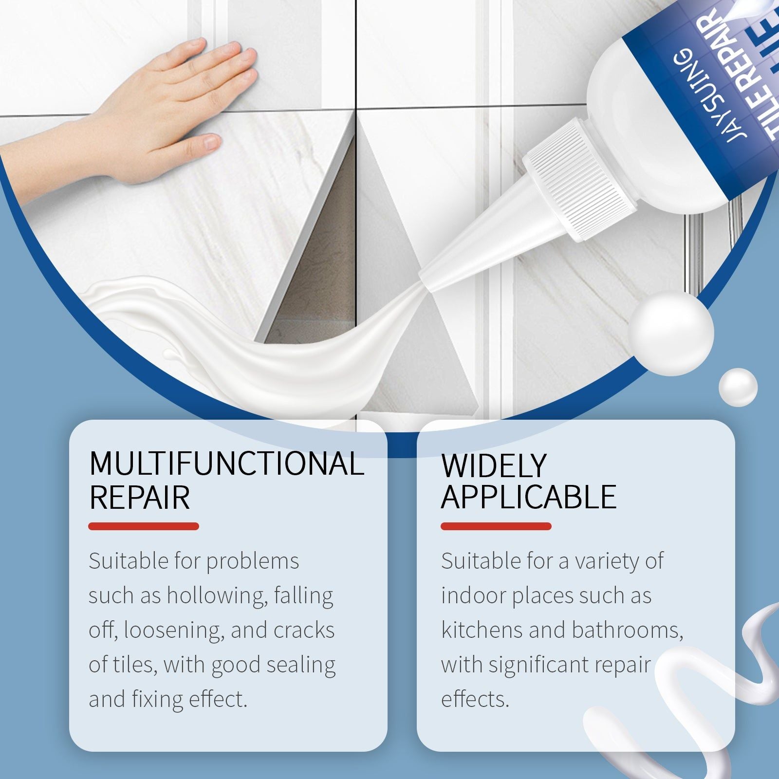 Ceramic Tile Repair Adhesive, Waterproof Crack Fix, Easy Leak Seal, Kitchen Bathroom Floor Repair ,100ml
